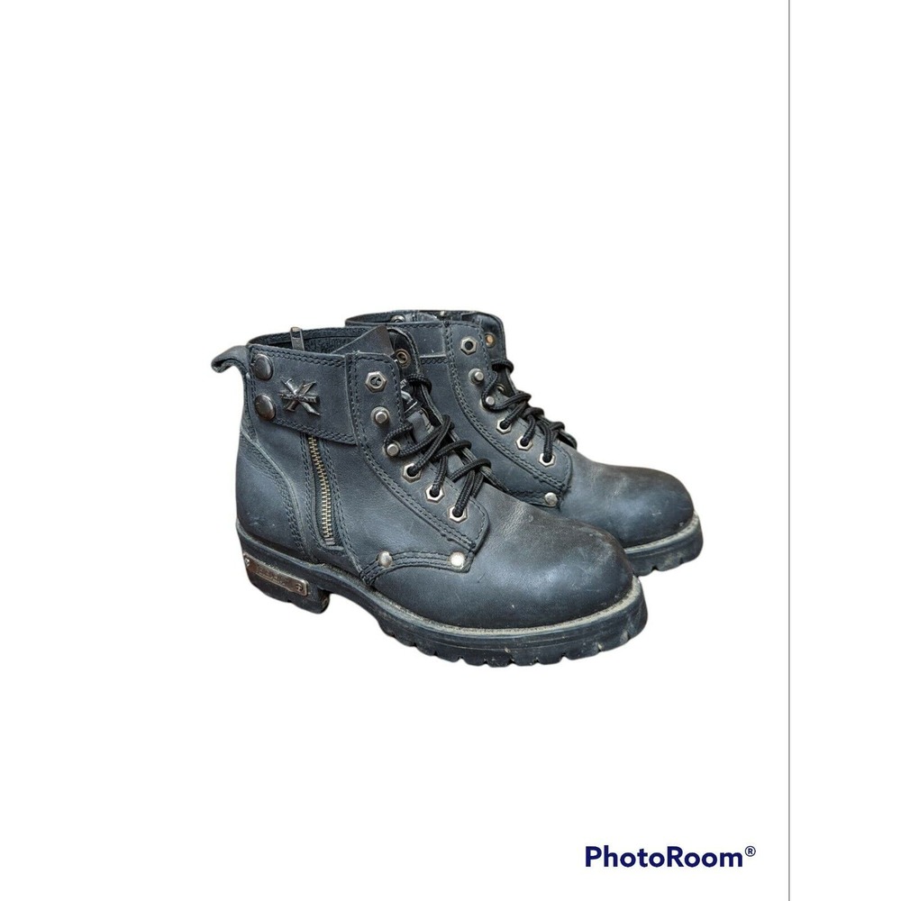 X Element Size 6.5 Grunge Combat Leather Zipper Motorcycle Boots Distressed